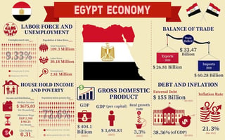 Économie égyptienne, données statistiques économiques de l'Égypte
